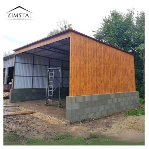 garaże blaszany 6x5 carport spad dachu do tyłu drewnopodobny złoty dąb wiata