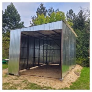 Garaż blaszany wiata 4x7 blacha ocynkowana dach spad boczny lewy carport