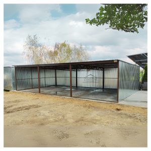 Wiata garażowa hala blaszana 9x5 dach jednospadowy do tyłu blacha ocynkowana carport