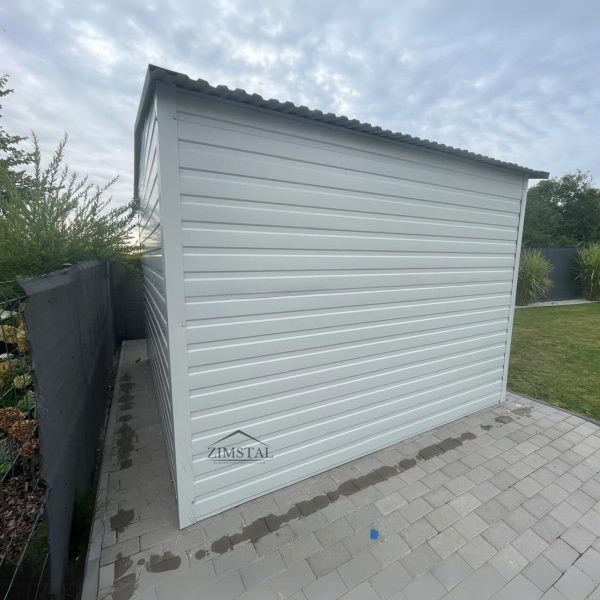 Garaż blaszany domek ogrodowy 3x3 dach dwuspadowy kolor biały/antracyt