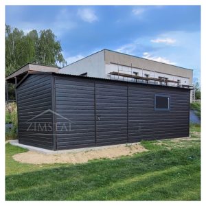 Garaż blaszany domek ogrodowy 6×3 dach dwuspadowy BTX 7016 drzwi dwuskrzydłowe okno
