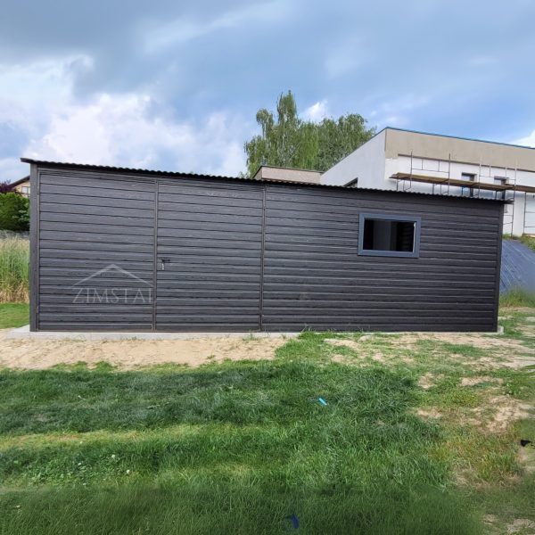 Garaż blaszany domek ogrodowy 6×3 dach dwuspadowy BTX 7016 drzwi dwuskrzydłowe okno