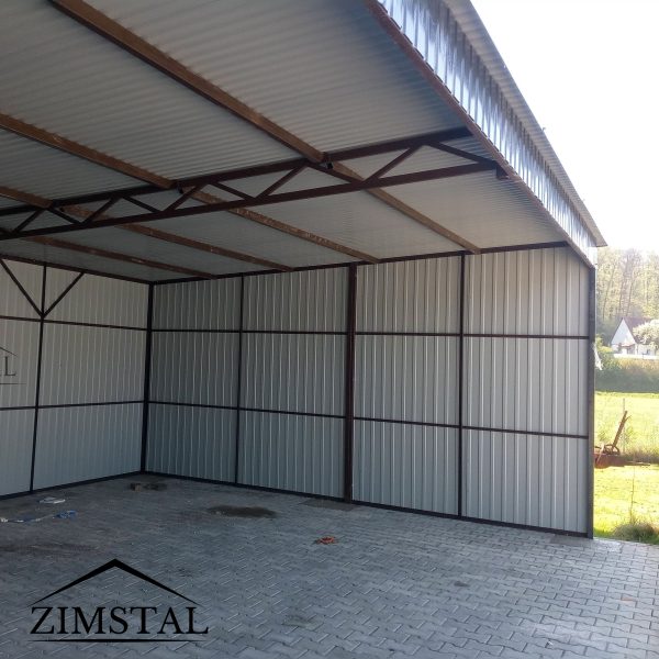 garaż blaszany carport spad do tyłu