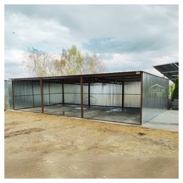Garaż blaszany 9x5 dach jednospadowy do tyłu blacha ocynkowana carport