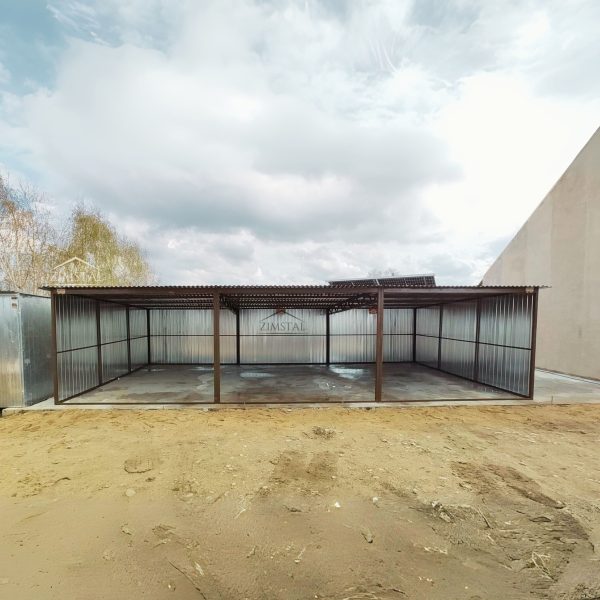 Garaż blaszany 9x5 dach jednospadowy do tyłu blacha ocynkowana carport