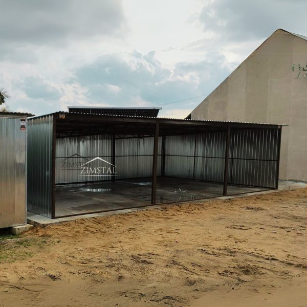 Garaż blaszany 9x5 dach jednospadowy do tyłu blacha ocynkowana carport