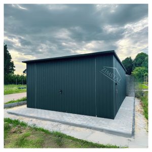 Garaż blaszany blaszak 5×7 BTX7016 brama uchylna drzwi