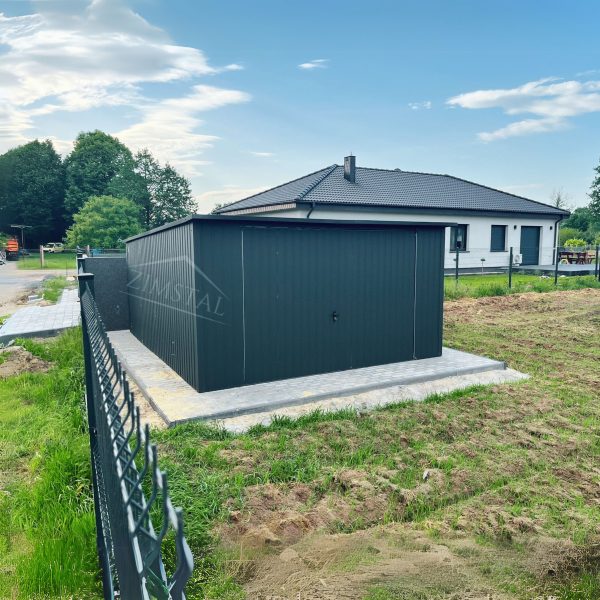 Garaż blaszany blaszak 5×7 BTX7016 brama uchylna drzwi