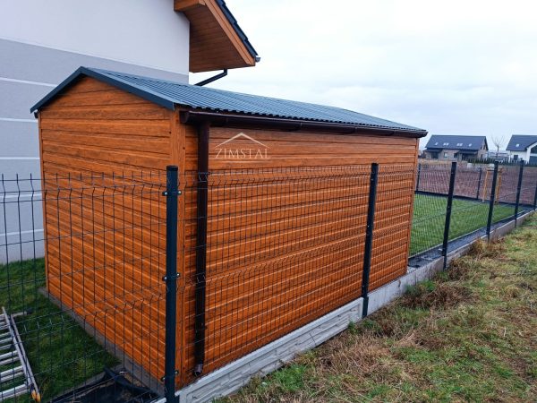 Garaż blaszany 2,5x3 dach dwuspadowy kolor złoty dąb. - obrazek 3